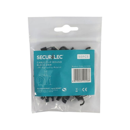 Securlec Cable Clip Round Black 6mm 50 Piece