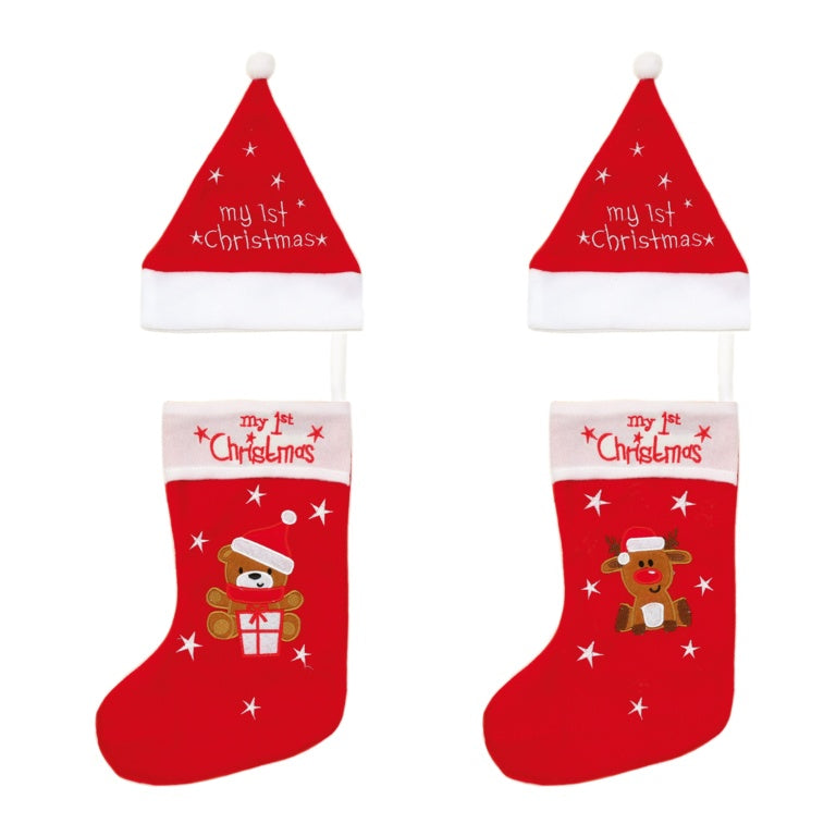 Premier 36cm My First Christmas Red Baby Hat & Stocking