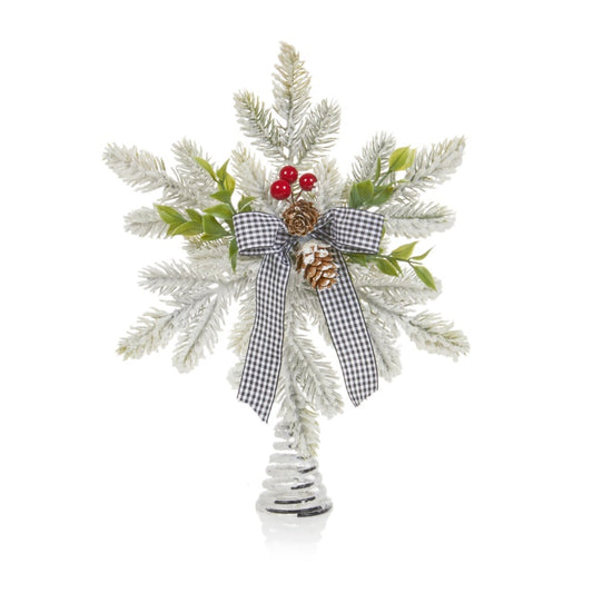 Premier White Fir Snowflake With Cones Tree Topper