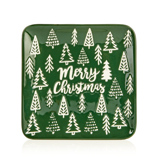 Premier Merry Christmas With Trees Square Plate