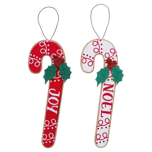 Premier Wood Candy Cane Hanging Decoration