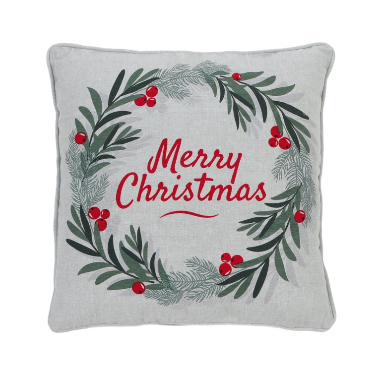 Premier Chambray Christmas Wreath Cushion