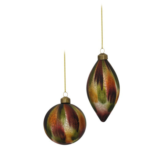 Premier Plum Multi Oil Effect Glass Bauble