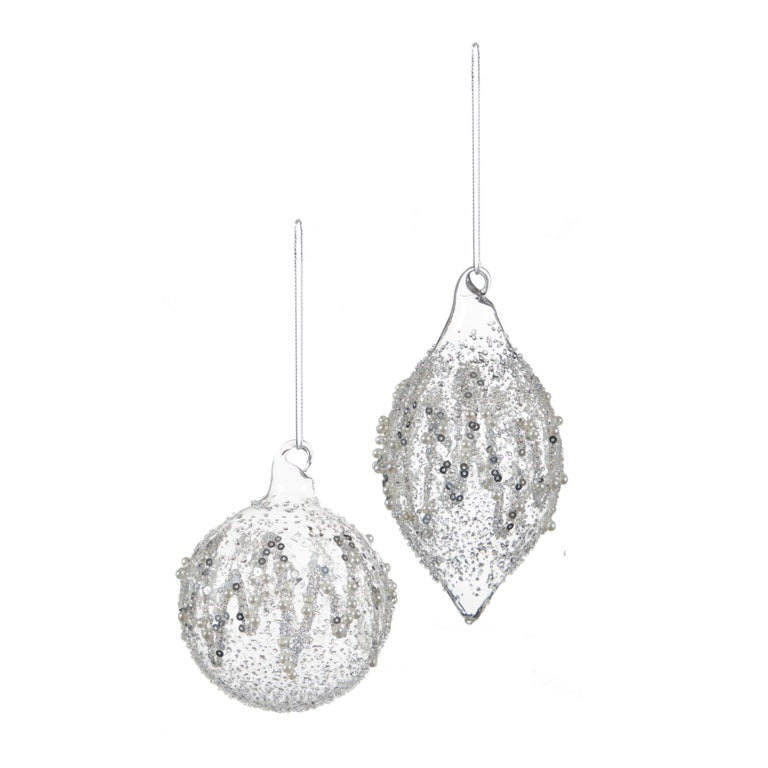 Premier Clear Silver Bauble With Sequin