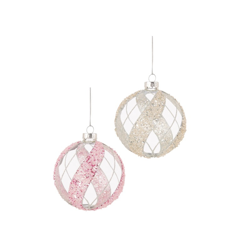 Premier Clear Glass Bauble With Sequins Glass