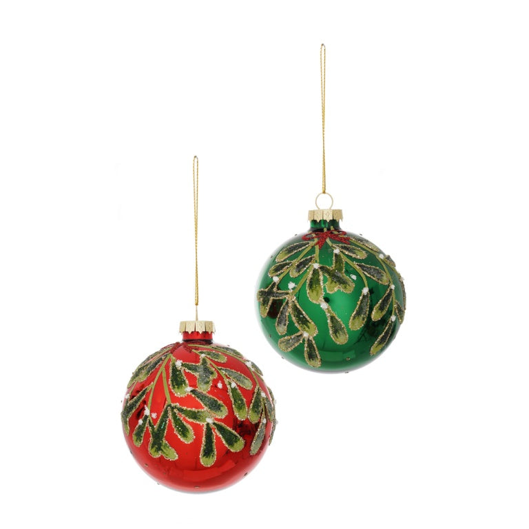 Premier Shiny Mistletoe Glass Bauble