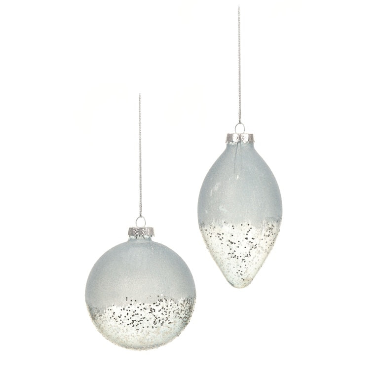 Premier Light Blue Frosted Sparkle Glass Bauble