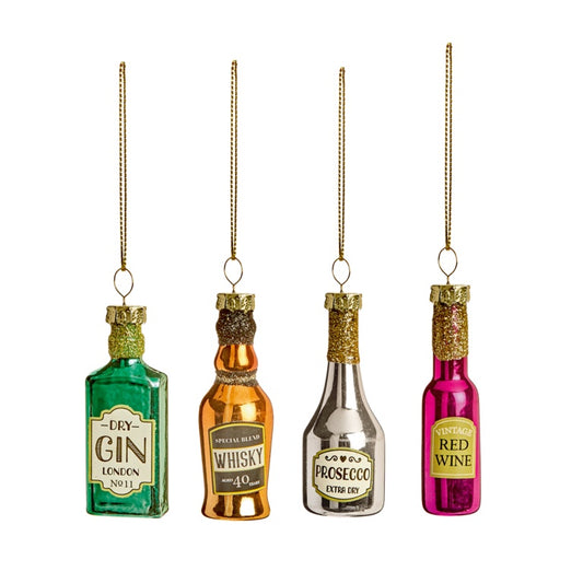 Premier Set Of 4 Glass Drink Hanging Decoration