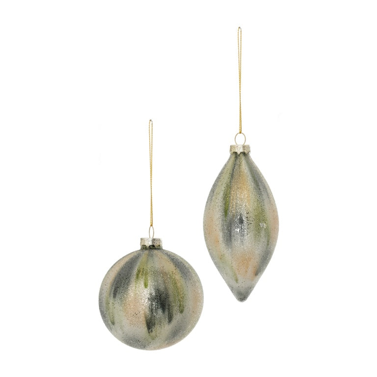 Premier Green Gold Frosted Glass Bauble