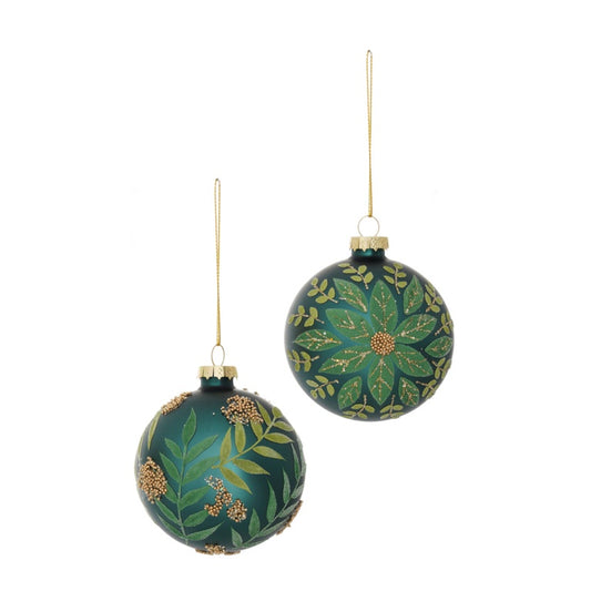 Premier Blue Green With Gold Flower Bauble