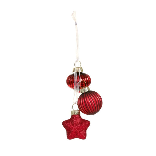 Premier 3 Piece Burgundy Glass Bauble On Ribbon