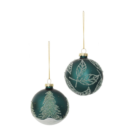 Premier Blue Green With Frost Glass Bauble