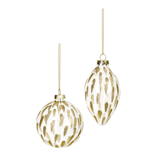 Premier Gold Glitter Droplet Glass Bauble