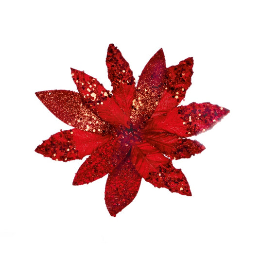 Premier Red Glitter Glitter Poinsettia With Sequins