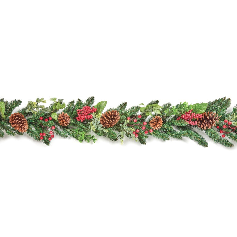 Premier Cotoneaster Garland Glitter With Berries, Cones & Leaves