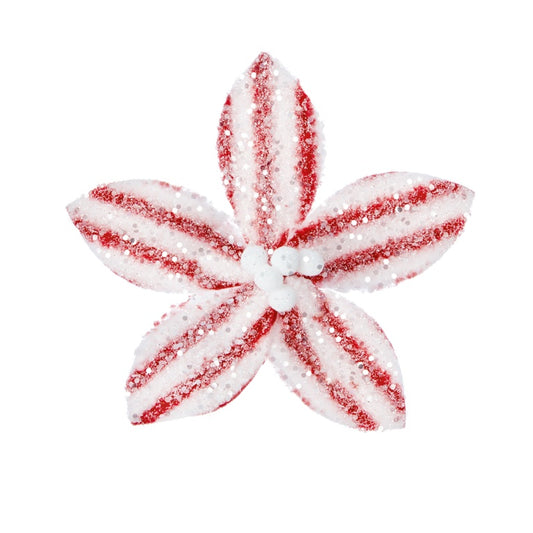 Premier Red White Stripe Flower Clip On