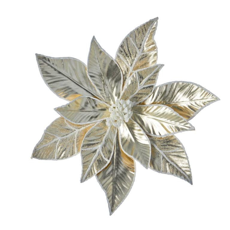 Premier Champagne Gold Metallic White Poinsettia