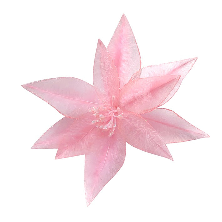 Premier Pink Sheer Poinsettia With Feather