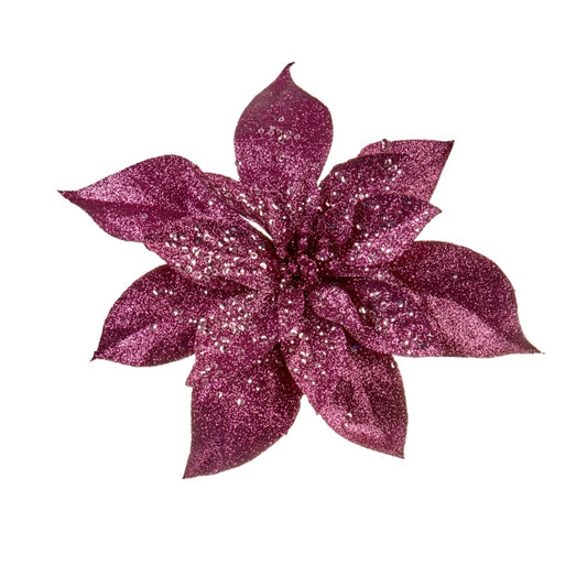 Premier Plum Glittr Poinsettia Clip On