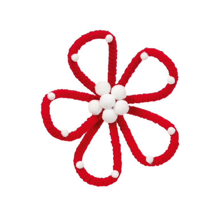 Premier Red Open Pom Pom Flower Clip On