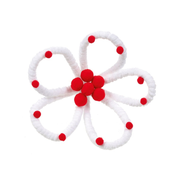 Premier White Open Pom Pom Flower Clip On