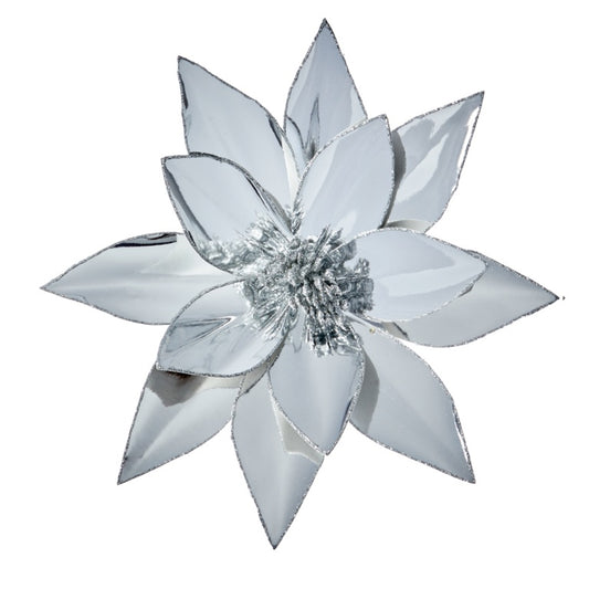 Premier Silver Metallic Flower Clip On