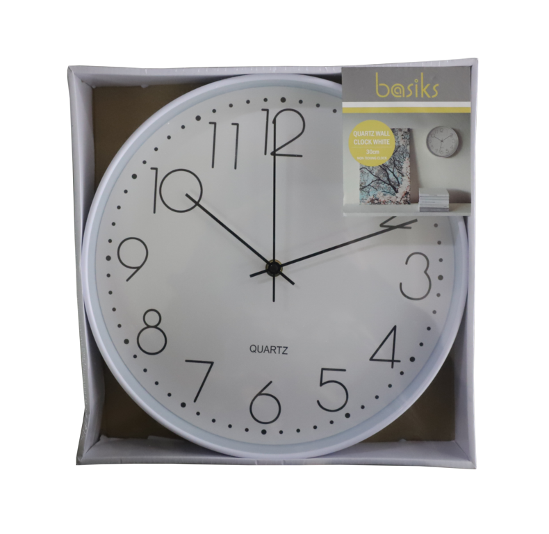 Basiks 30cm Quartz Wall Clock White