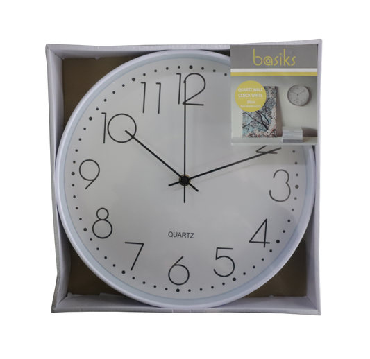 Basiks 30cm Quartz Wall Clock White