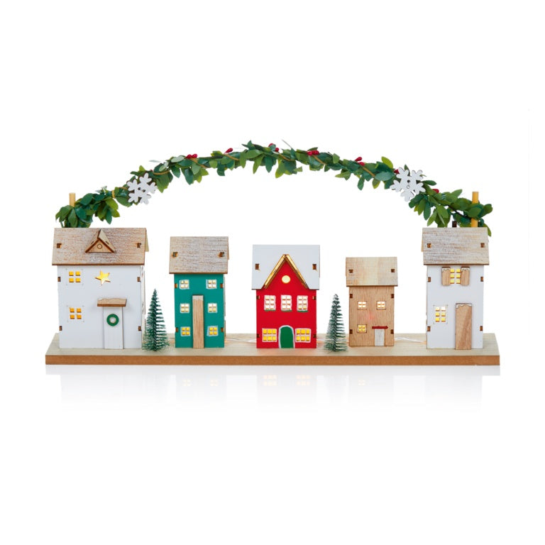 Premier Lit Christmas House Scene With Garland