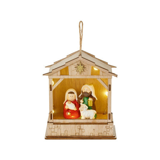 Premier Lit Wood  Nativity Scene