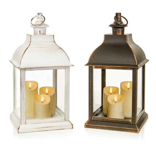 Premier Lit Antique Lantern With 3 Flicker Bright Candles