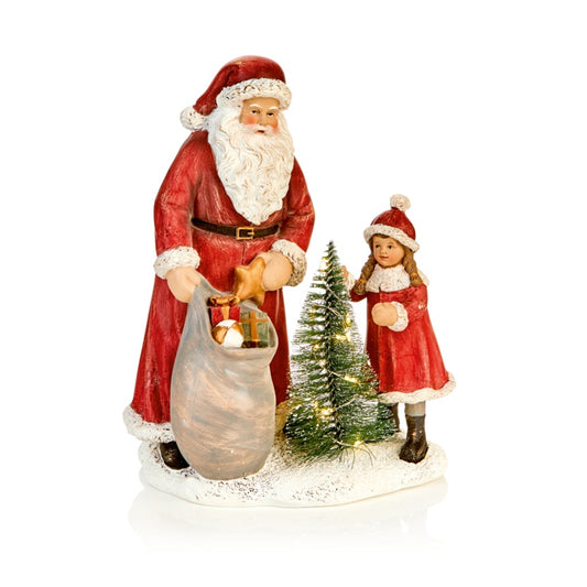 Premier Lit Polyresin Santa With Child