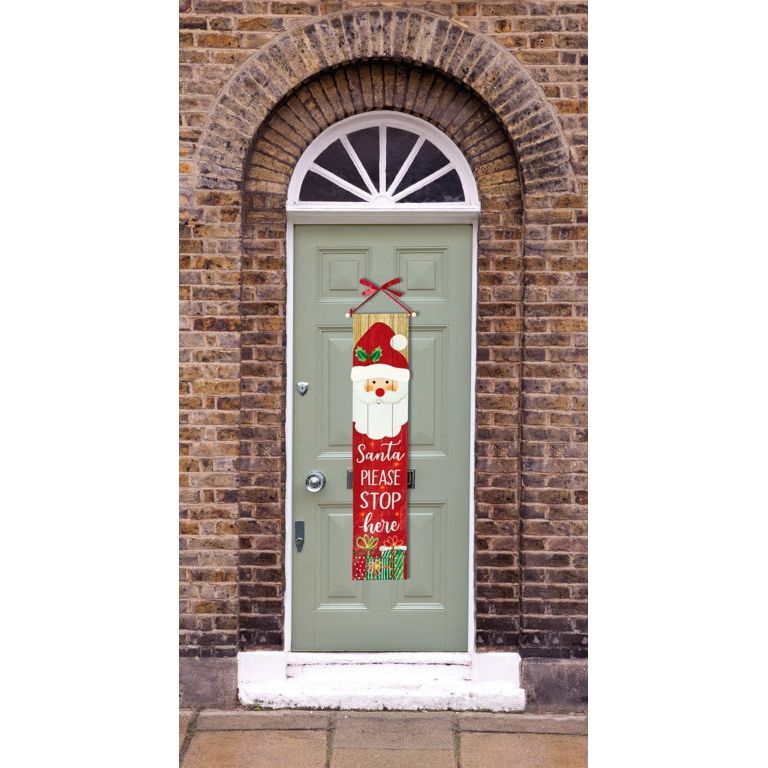 Premier Lit Santa Stop Here Fabric Banner