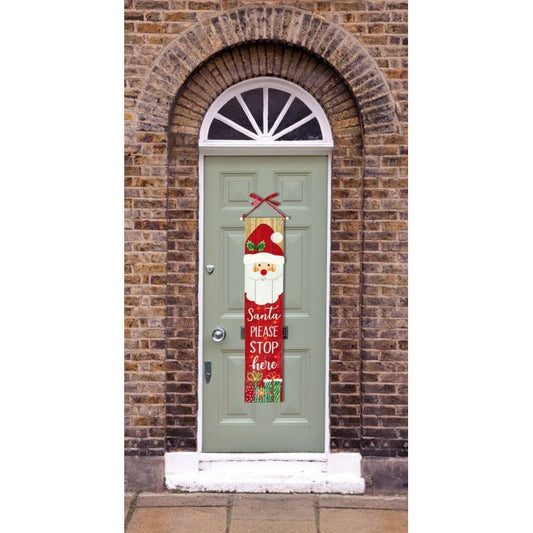 Premier Lit Santa Stop Here Fabric Banner