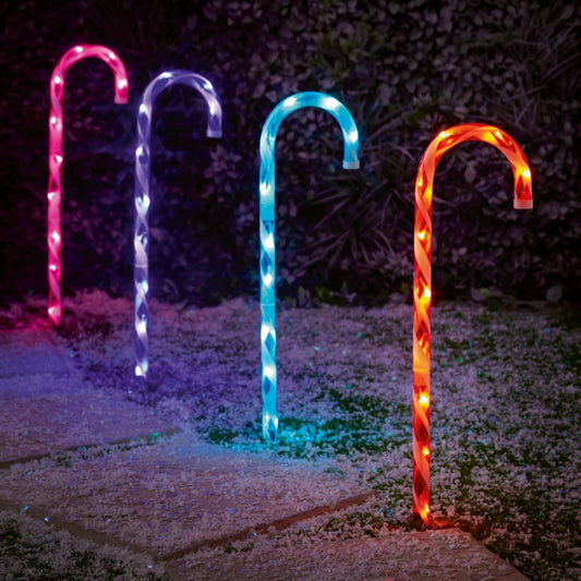 Premier 4 Piece Candy Cane Path Light 40 LEDs Rainbow