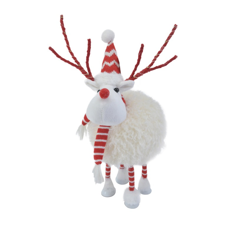 Premier Lit Red White Fluff Reindeer