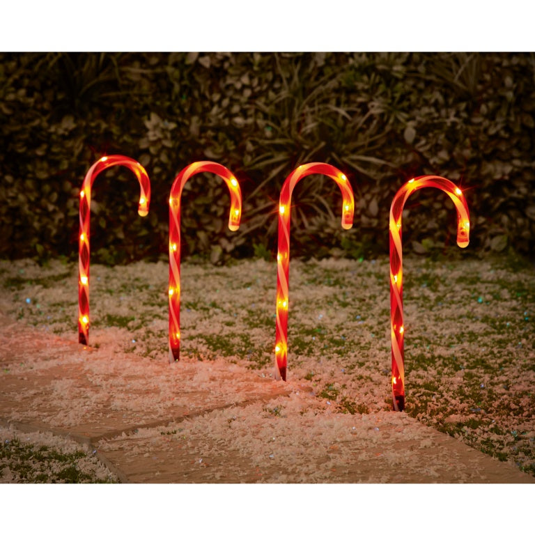 Premier Candy Cane Path Lights Set 4