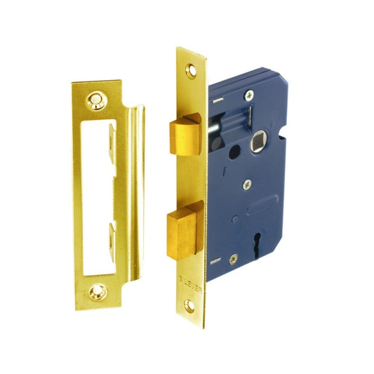 Securit 3 Lever Sash Lock Brass Plated with 4 Keys