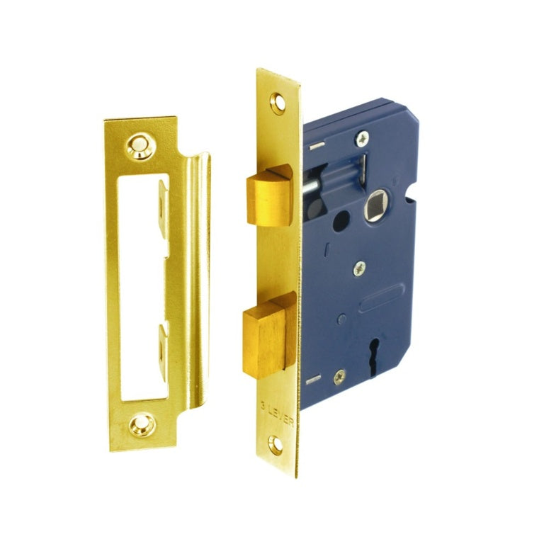 Securit 3 Lever Sash Lock Brass Plated with 2 Keys