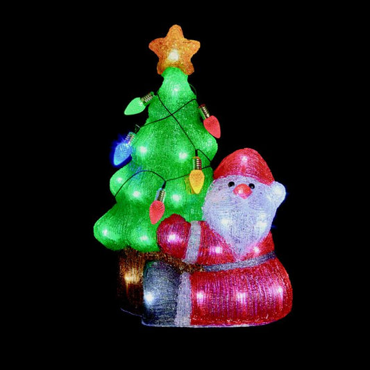 Premier Lit Santa With Christmas Tree 48 White LEDs