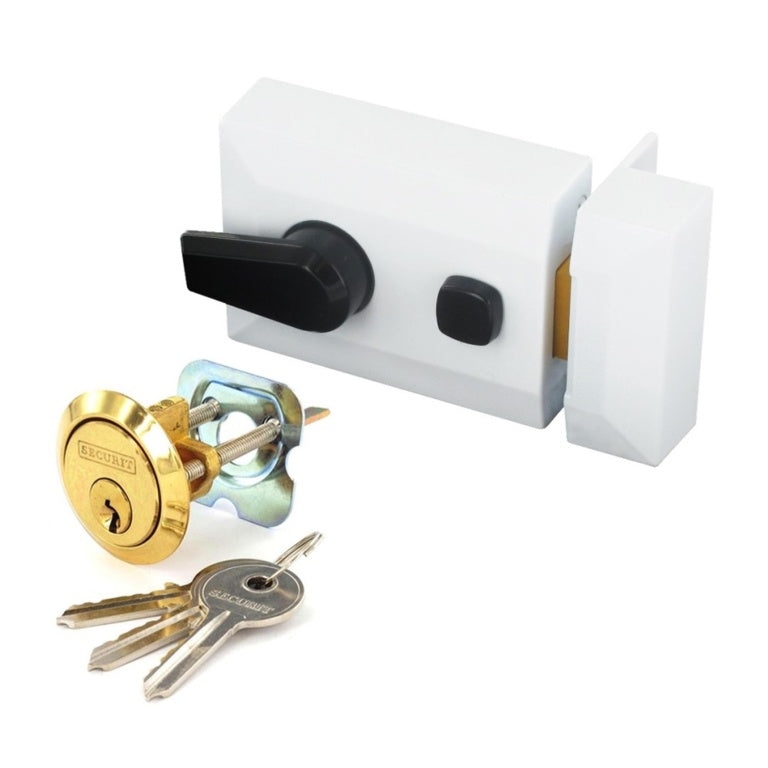 Securit White Finish Double Locking Nightlatch