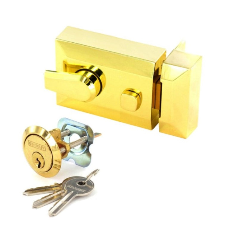 Securit Polished Brass Double Locking Nightlatch