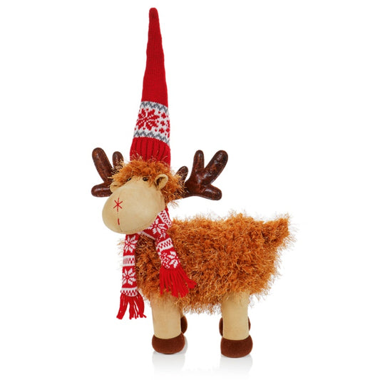 Premier Plush Fluffy Deer With Red Hat