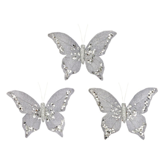 Premier 3 Piece Silver Butterfly Clip