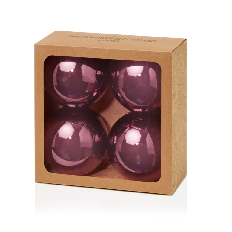 Premier 4 Piece Plum Shiny Shatterproof Baubles