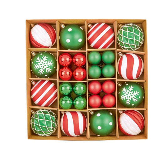 Premier 44 Piece Multi Red Green White Baubles