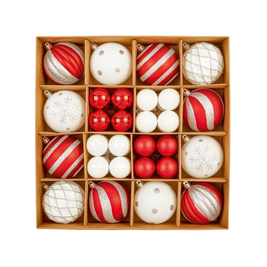 Premier 44 Piece Multi Red White Silver Baubles