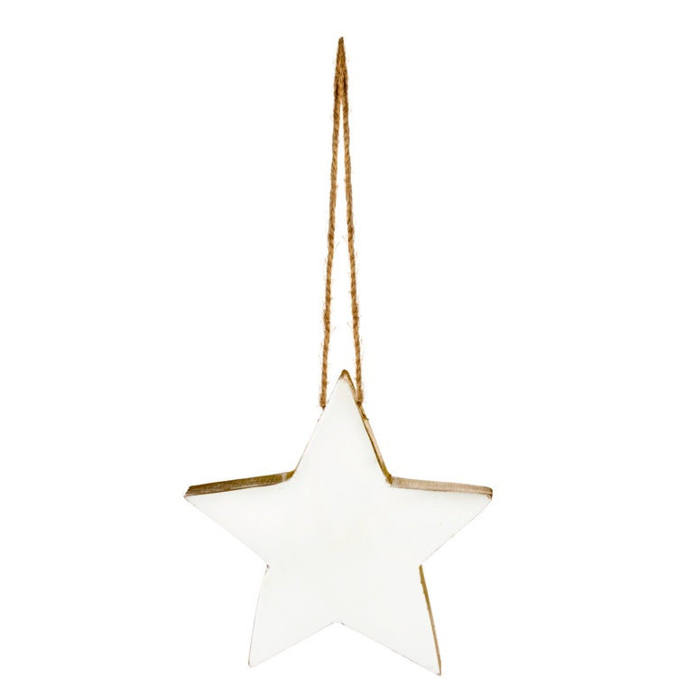 Premier White Enamel Star Hanging Decoration