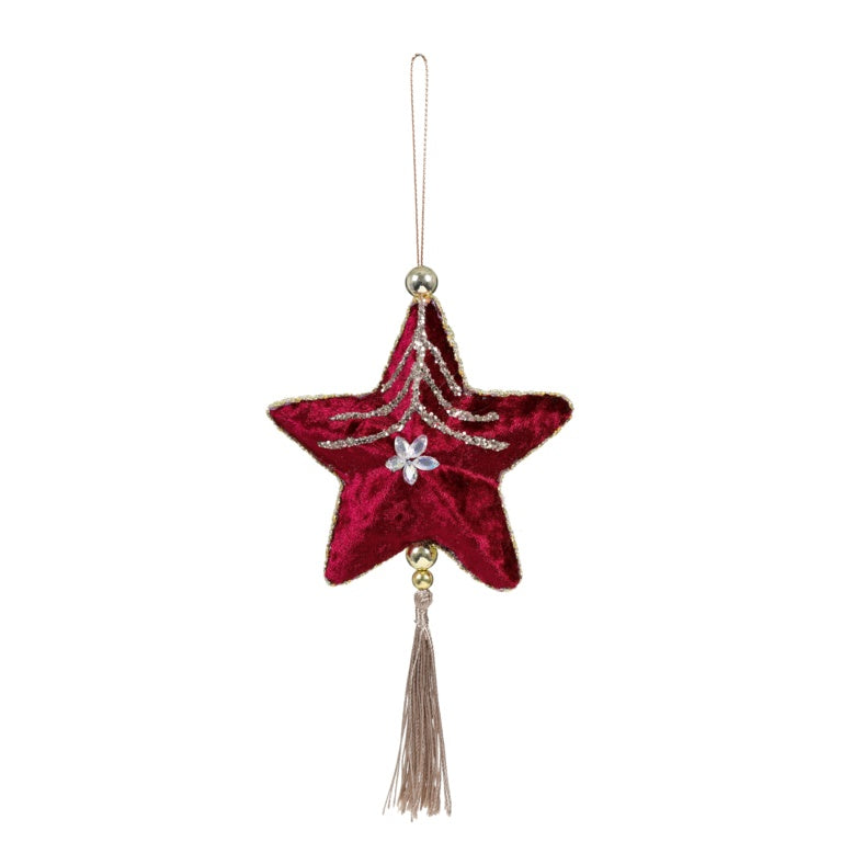 Premier Burgundy Velvet Star W/G Tassel