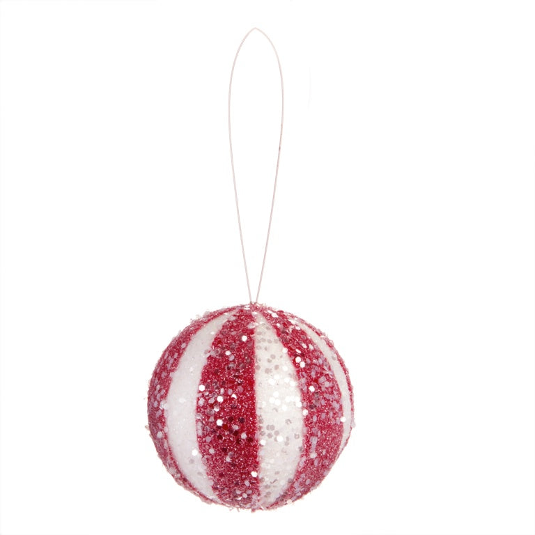 Premier Red White Frosted Bauble